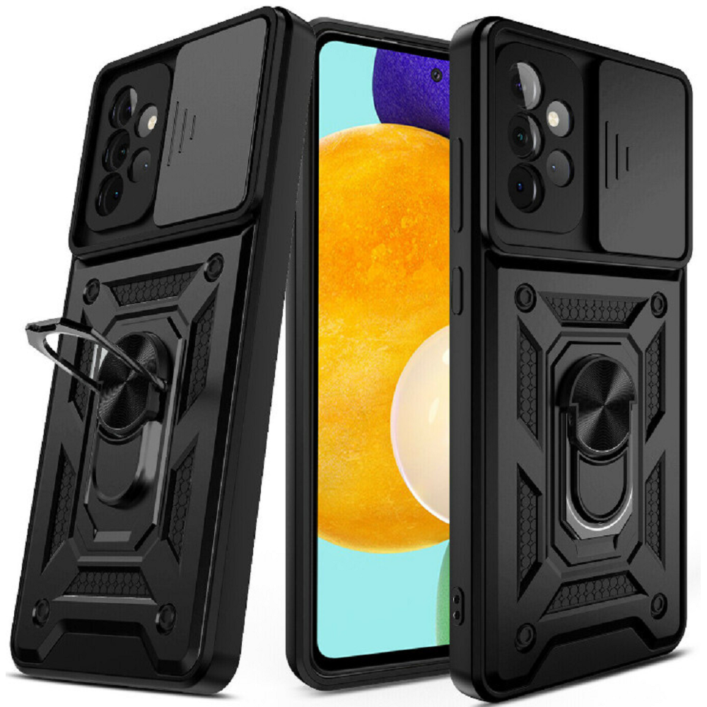 Bodycell Armor Slide - Ανθεκτική Θήκη Samsung Galaxy A52 / A52s 5G με Κάλυμμα για την Κάμερα & Μεταλλικό Ring Holder - Black (5206015004728)