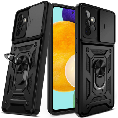 Bodycell Armor Slide - Ανθεκτική Θήκη Samsung Galaxy A52 / A52s 5G με Κάλυμμα για την Κάμερα & Μεταλλικό Ring Holder - Black (5206015004728)