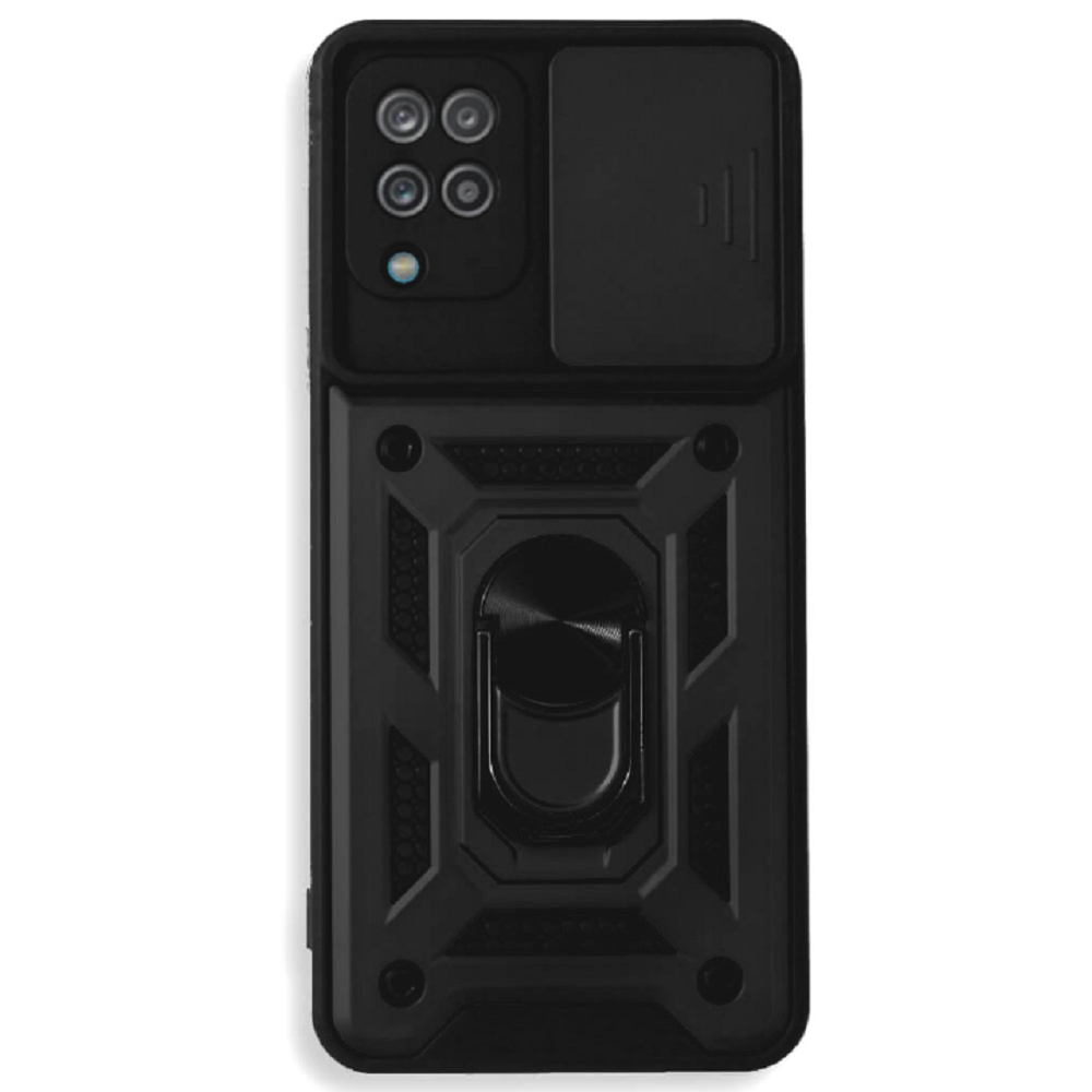 Bodycell Armor Slide - Ανθεκτική Θήκη Samsung Galaxy A12 με Κάλυμμα για την Κάμερα & Μεταλλικό Ring Holder - Black (5206015003677)