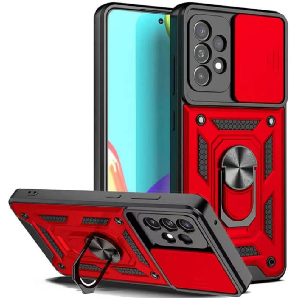 Bodycell Armor Slide - Ανθεκτική Θήκη Samsung Galaxy A32 5G με Κάλυμμα για την Κάμερα & Μεταλλικό Ring Holder - Red (5206015004650)