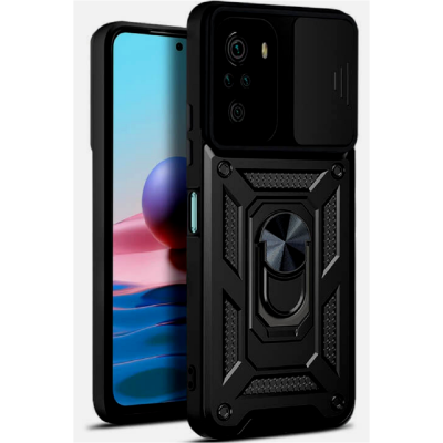 Bodycell Armor Slide - Ανθεκτική Θήκη Xiaomi Redmi Note 10 / Note 10S με Κάλυμμα για την Κάμερα & Μεταλλικό Ring Holder - Black (5206015017308)