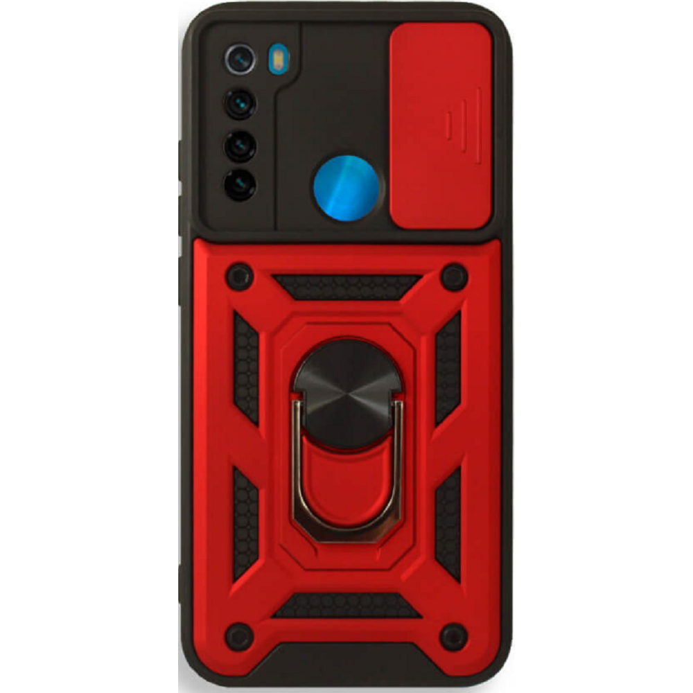 Bodycell Armor Slide - Ανθεκτική Θήκη Xiaomi Redmi Note 8 / Note 8 2021 με Κάλυμμα για την Κάμερα & Μεταλλικό Ring Holder - Red (5206015004049)