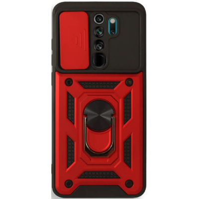 Bodycell Armor Slide - Ανθεκτική Θήκη Xiaomi Redmi Note 8 Pro με Κάλυμμα για την Κάμερα & Μεταλλικό Ring Holder - Red (5206015004070)