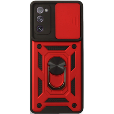 Bodycell Armor Slide - Ανθεκτική Θήκη Samsung Galaxy S20 FE με Κάλυμμα για την Κάμερα & Μεταλλικό Ring Holder - Red (5206015004827)
