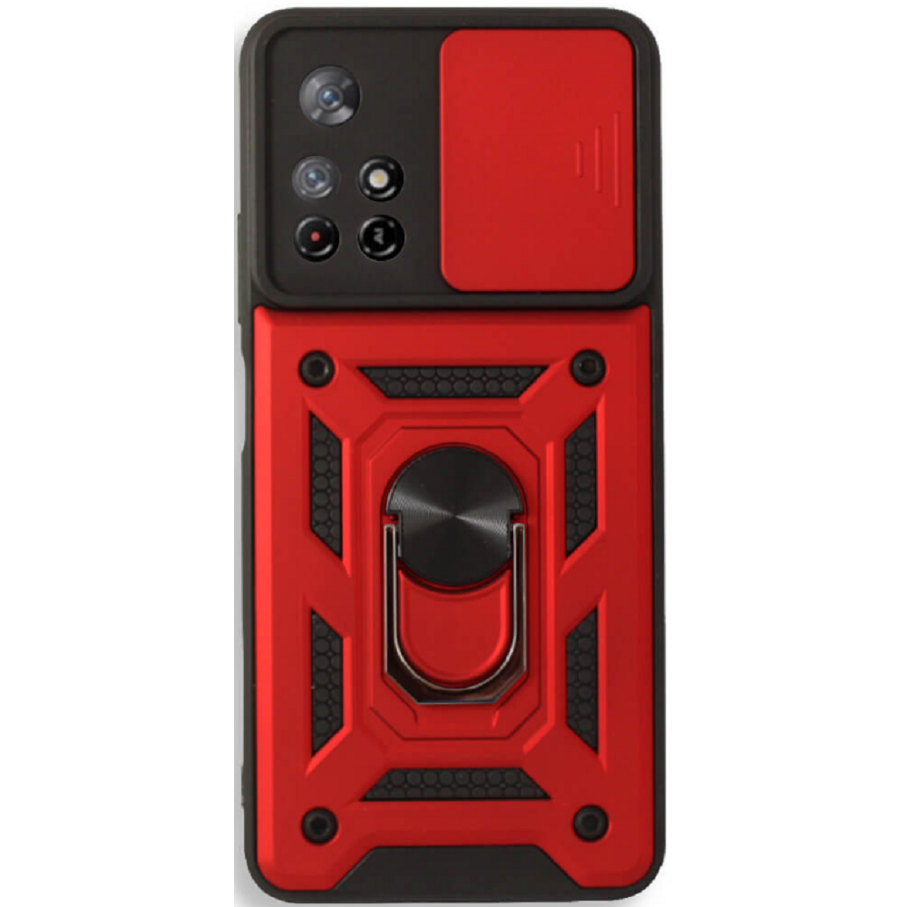 Bodycell Armor Slide - Ανθεκτική Θήκη Xiaomi Poco M4 Pro 5G / Redmi Note 11S 5G / Redmi Note 11T 5G με Κάλυμμα για την Κάμερα & Μεταλλικό Ring Holder - Red (5206015003981)