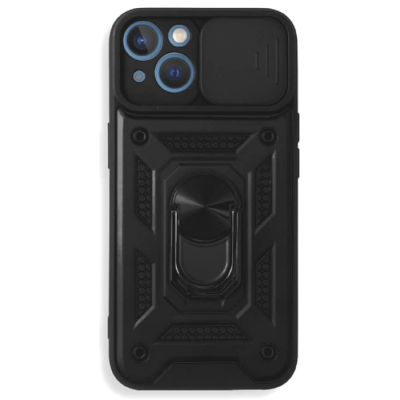 Bodycell Armor Slide - Ανθεκτική Θήκη Apple iPhone 13 με Κάλυμμα για την Κάμερα & Μεταλλικό Ring Holder - Black (5206015003264)