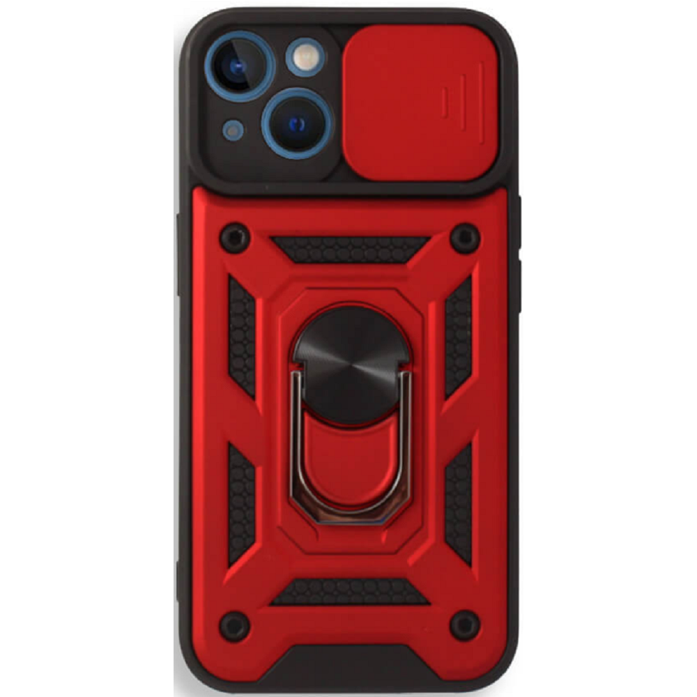 Bodycell Armor Slide - Ανθεκτική Θήκη Apple iPhone 13 mini με Κάλυμμα για την Κάμερα & Μεταλλικό Ring Holder - Red (5206015003301)
