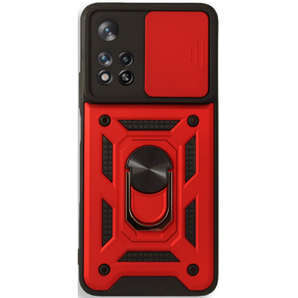 Bodycell Armor Slide - Ανθεκτική Θήκη Xiaomi Redmi Note 11 Pro Plus 5G με Κάλυμμα για την Κάμερα & Μεταλλικό Ring Holder - Red (5206015004018)