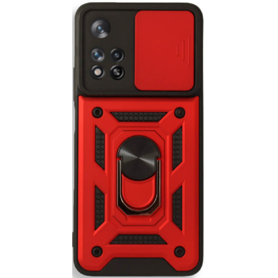 Bodycell Armor Slide - Ανθεκτική Θήκη Xiaomi Redmi Note 11 Pro Plus 5G με Κάλυμμα για την Κάμερα & Μεταλλικό Ring Holder - Red (5206015004018)
