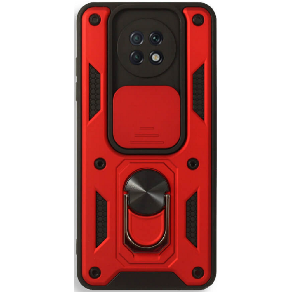 Bodycell Armor Slide - Ανθεκτική Θήκη Xiaomi Redmi Note 9T 5G με Κάλυμμα για την Κάμερα & Μεταλλικό Ring Holder - Red (5206015011764)