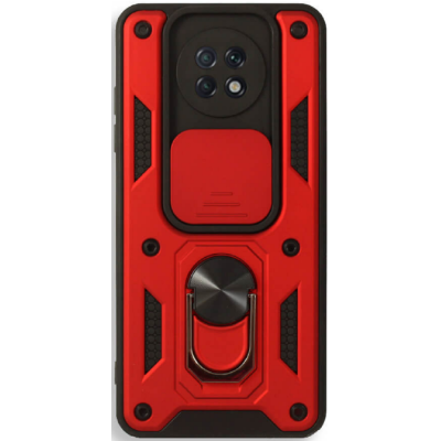 Bodycell Armor Slide - Ανθεκτική Θήκη Xiaomi Redmi Note 9T 5G με Κάλυμμα για την Κάμερα & Μεταλλικό Ring Holder - Red (5206015011764)