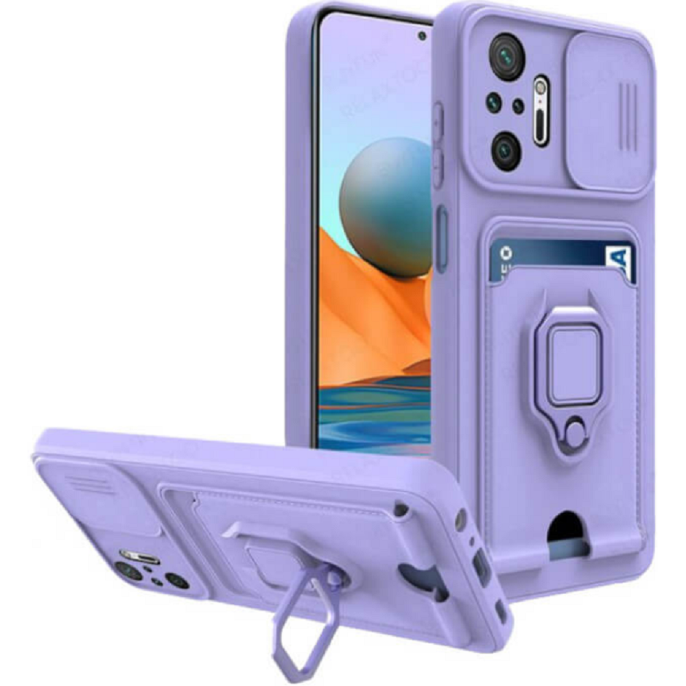 Bodycell Multifunction - Ανθεκτική Θήκη Xiaomi Redmi Note 10 Pro με Λουράκι Λαιμού / Κάλυμμα Κάμερας / Ring Holder / Υποδοχή Κάρτας - Purple (5206015008870)