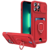 Bodycell Multifunction - Ανθεκτική Θήκη Apple iPhone 13 Pro με Λουράκι Λαιμού / Κάλυμμα Κάμερας / Ring Holder / Υποδοχή Κάρτας - Red (5206015004803)