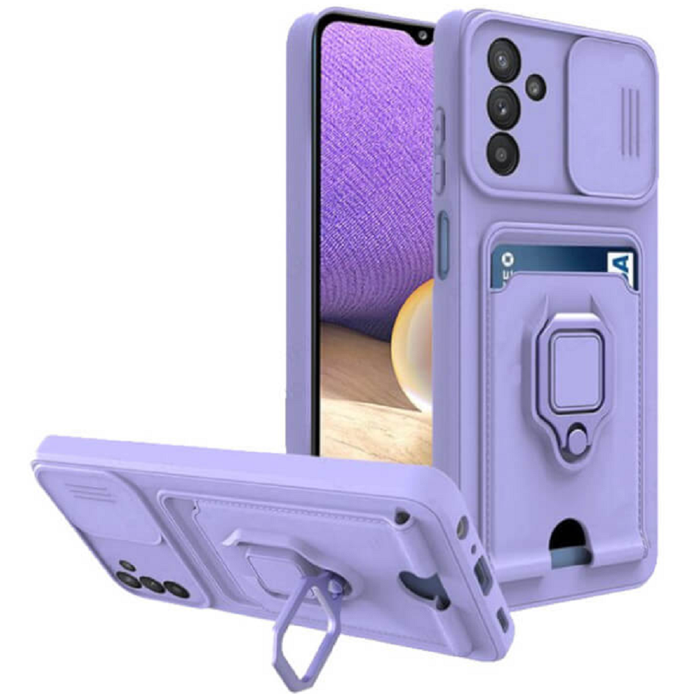 Bodycell Multifunction - Ανθεκτική Θήκη Samsung Galaxy A13 5G με Λουράκι Λαιμού / Κάλυμμα Κάμερας / Ring Holder / Υποδοχή Κάρτας - Purple (5206015004056)