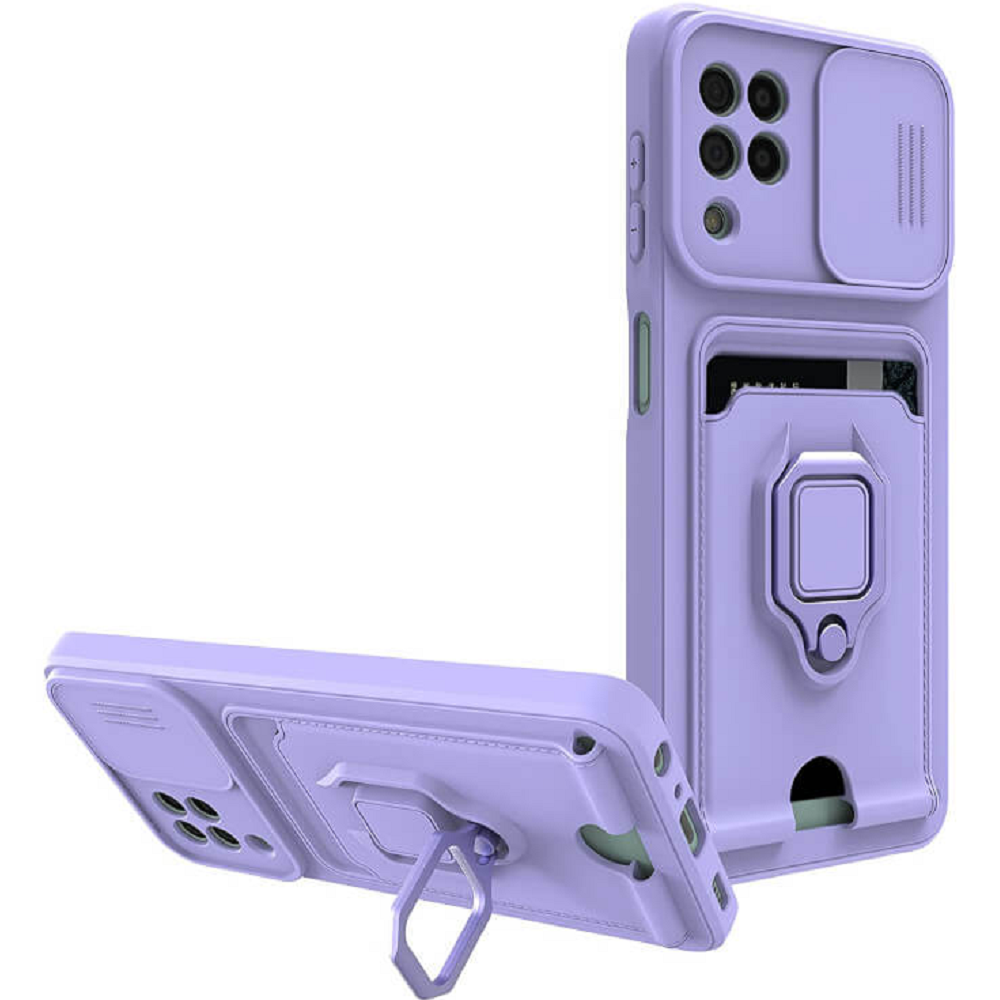 Bodycell Multifunction - Ανθεκτική Θήκη Samsung Galaxy A22 4G / M32 4G με Λουράκι Λαιμού / Κάλυμμα Κάμερας / Ring Holder / Υποδοχή Κάρτας - Purple (5206015012099)