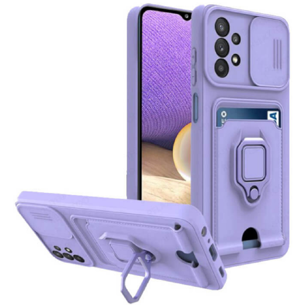 Bodycell Multifunction - Ανθεκτική Θήκη Samsung Galaxy A23 με Λουράκι Λαιμού / Κάλυμμα Κάμερας / Ring Holder / Υποδοχή Κάρτας - Purple (5206015003660)