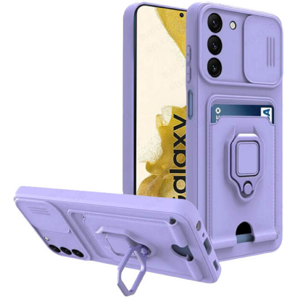 Bodycell Multifunction - Ανθεκτική Θήκη Samsung Galaxy S22 Plus 5G με Λουράκι Λαιμού / Κάλυμμα Κάμερας / Ring Holder / Υποδοχή Κάρτας - Purple (5206015004445)