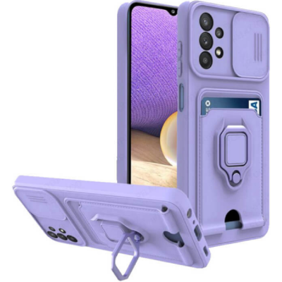 Bodycell Multifunction - Ανθεκτική Θήκη Samsung Galaxy A13 4G με Λουράκι Λαιμού / Κάλυμμα Κάμερας / Ring Holder / Υποδοχή Κάρτας - Purple (5206015003967)