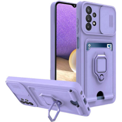 Bodycell Multifunction - Ανθεκτική Θήκη Samsung Galaxy A32 5G με Λουράκι Λαιμού / Κάλυμμα Κάμερας / Ring Holder / Υποδοχή Κάρτας - Purple (5206015003073)