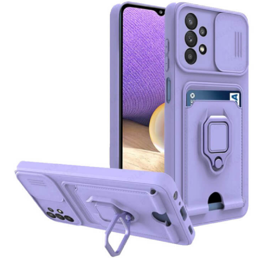 Bodycell Multifunction - Ανθεκτική Θήκη Samsung Galaxy A33 5G με Λουράκι Λαιμού / Κάλυμμα Κάμερας / Ring Holder / Υποδοχή Κάρτας - Purple (5206015003745)