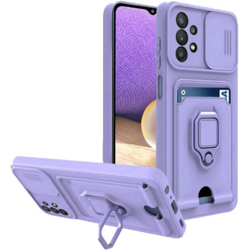 Bodycell Multifunction - Ανθεκτική Θήκη Samsung Galaxy A72 με Λουράκι Λαιμού / Κάλυμμα Κάμερας / Ring Holder / Υποδοχή Κάρτας - Purple (5206015003912)