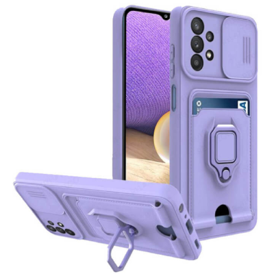 Bodycell Multifunction - Ανθεκτική Θήκη Samsung Galaxy A52 / A52s 5G με Λουράκι Λαιμού / Κάλυμμα Κάμερας / Ring Holder / Υποδοχή Κάρτας - Purple (5206015003851)