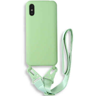 Bodycell Θήκη Σιλικόνης με Λουράκι Λαιμού - Xiaomi Redmi 9A / 9ΑΤ / 9i - Green (5206015002847)