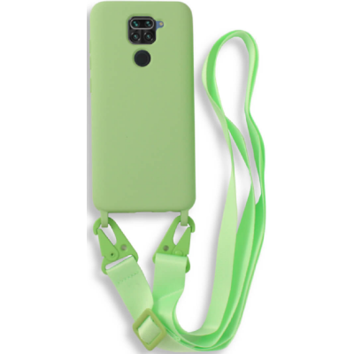Bodycell Θήκη Σιλικόνης με Λουράκι Λαιμού - Xiaomi Redmi Note 9 - Green (5206015002410)