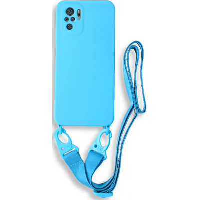 Bodycell Θήκη Σιλικόνης με Λουράκι Λαιμού - Xiaomi Redmi Note 10 / Note 10S - Blue (5206015002021)