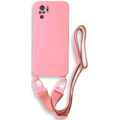 Bodycell Θήκη Σιλικόνης με Λουράκι Λαιμού - Xiaomi Redmi Note 10 / Note 10S - Pink (5206015002045)