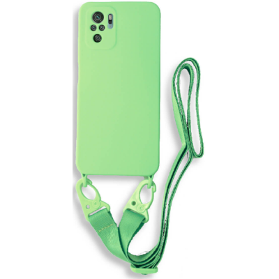 Bodycell Θήκη Σιλικόνης με Λουράκι Λαιμού - Xiaomi Redmi Note 10 / Note 10S - Green (5206015002038)