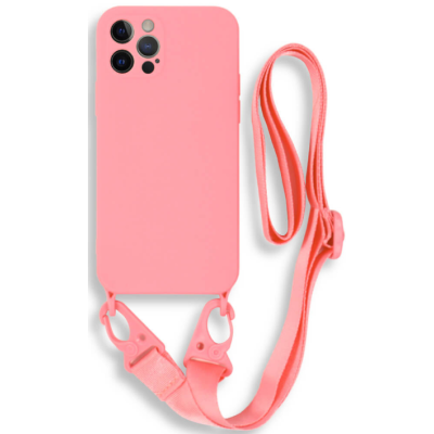 Bodycell Θήκη Σιλικόνης με Λουράκι Λαιμού - Apple iPhone 13 Pro Max - Pink (5206015000362)