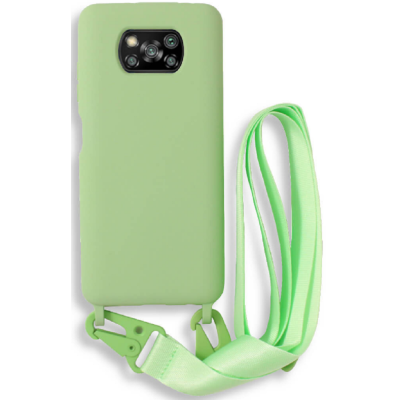 Bodycell Θήκη Σιλικόνης με Λουράκι Λαιμού - Xiaomi Poco X3 / X3 Pro / X3 NFC - Green (5206015002687)