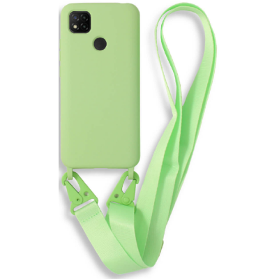 Bodycell Θήκη Σιλικόνης με Λουράκι Λαιμού - Xiaomi Redmi 9C - Green (5206015002885)