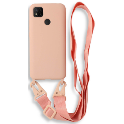 Bodycell Θήκη Σιλικόνης με Λουράκι Λαιμού - Xiaomi Redmi 9C - Pink (5206015002892)