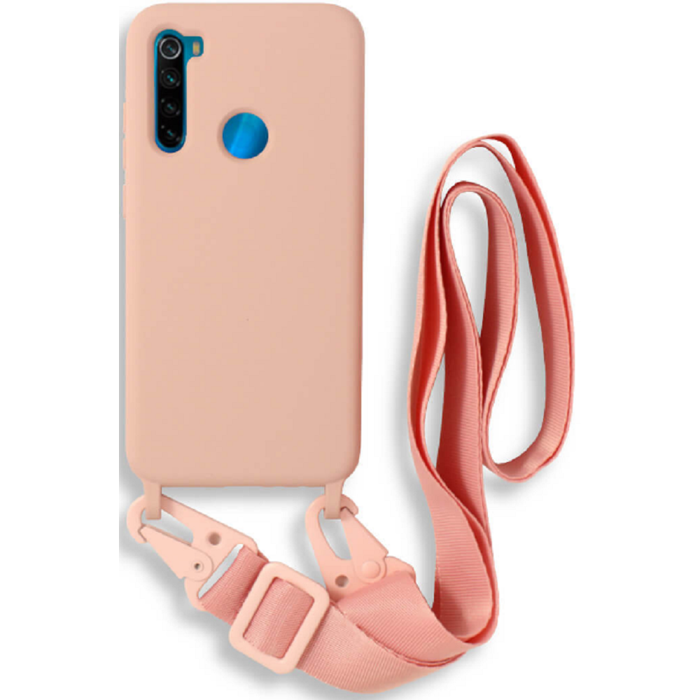 Bodycell Θήκη Σιλικόνης με Λουράκι Λαιμού - Xiaomi Redmi Note 8 / Note 8 2021 - Pink (5206015002953)