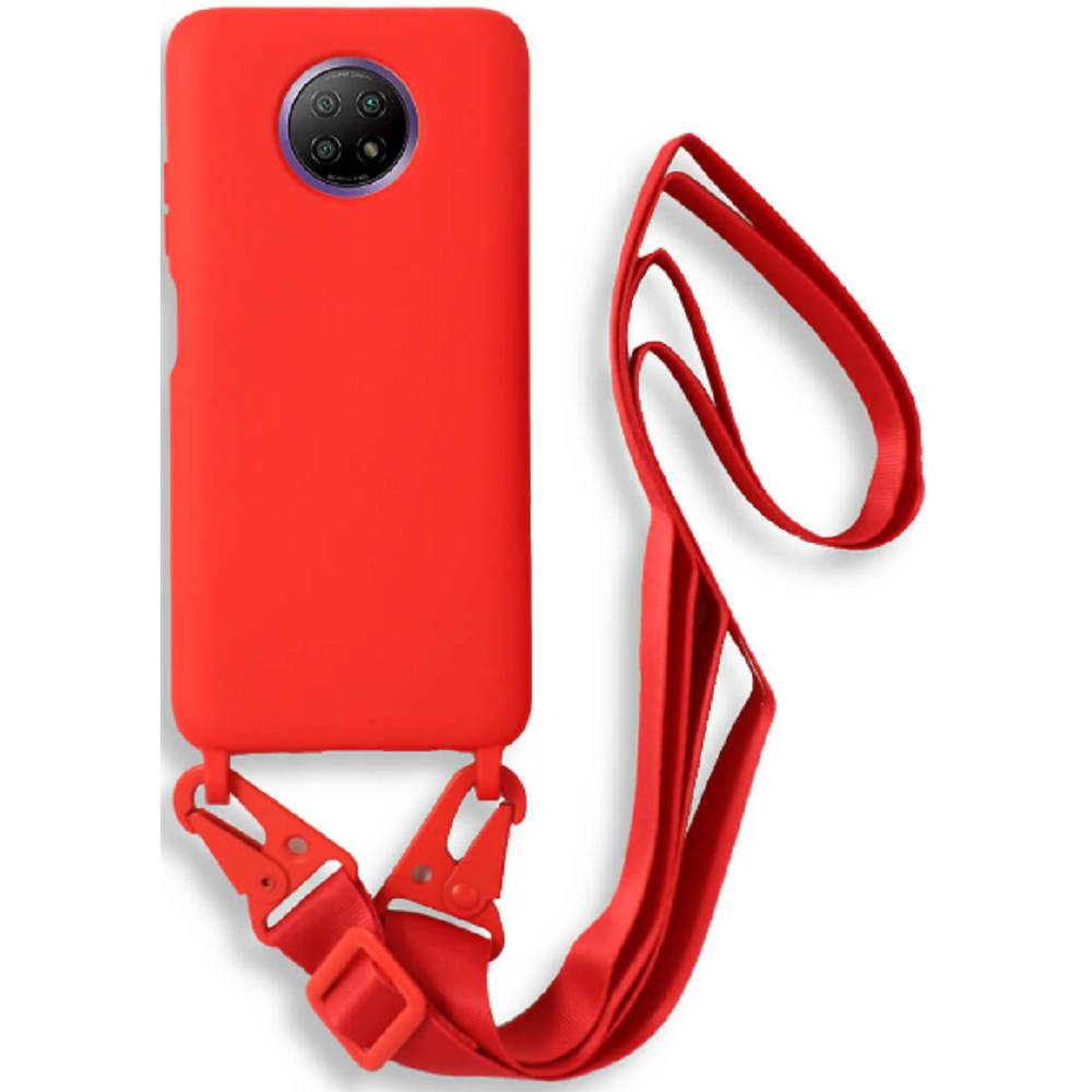 Bodycell Θήκη Σιλικόνης με Λουράκι Λαιμού - Xiaomi Redmi Note 9T 5G - Red (5206015002595)