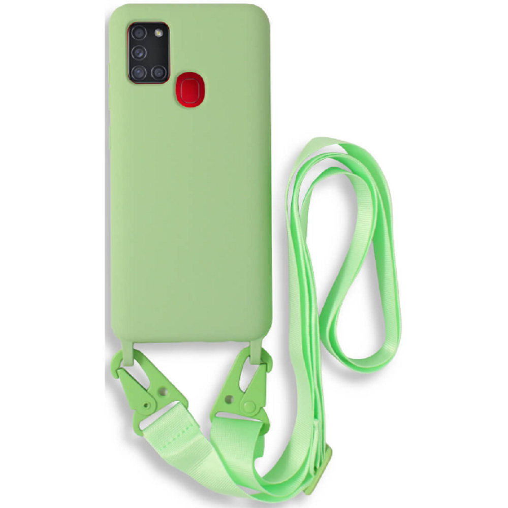 Bodycell Θήκη Σιλικόνης με Λουράκι Λαιμού - Samsung Galaxy A21s - Green (5206015001215)