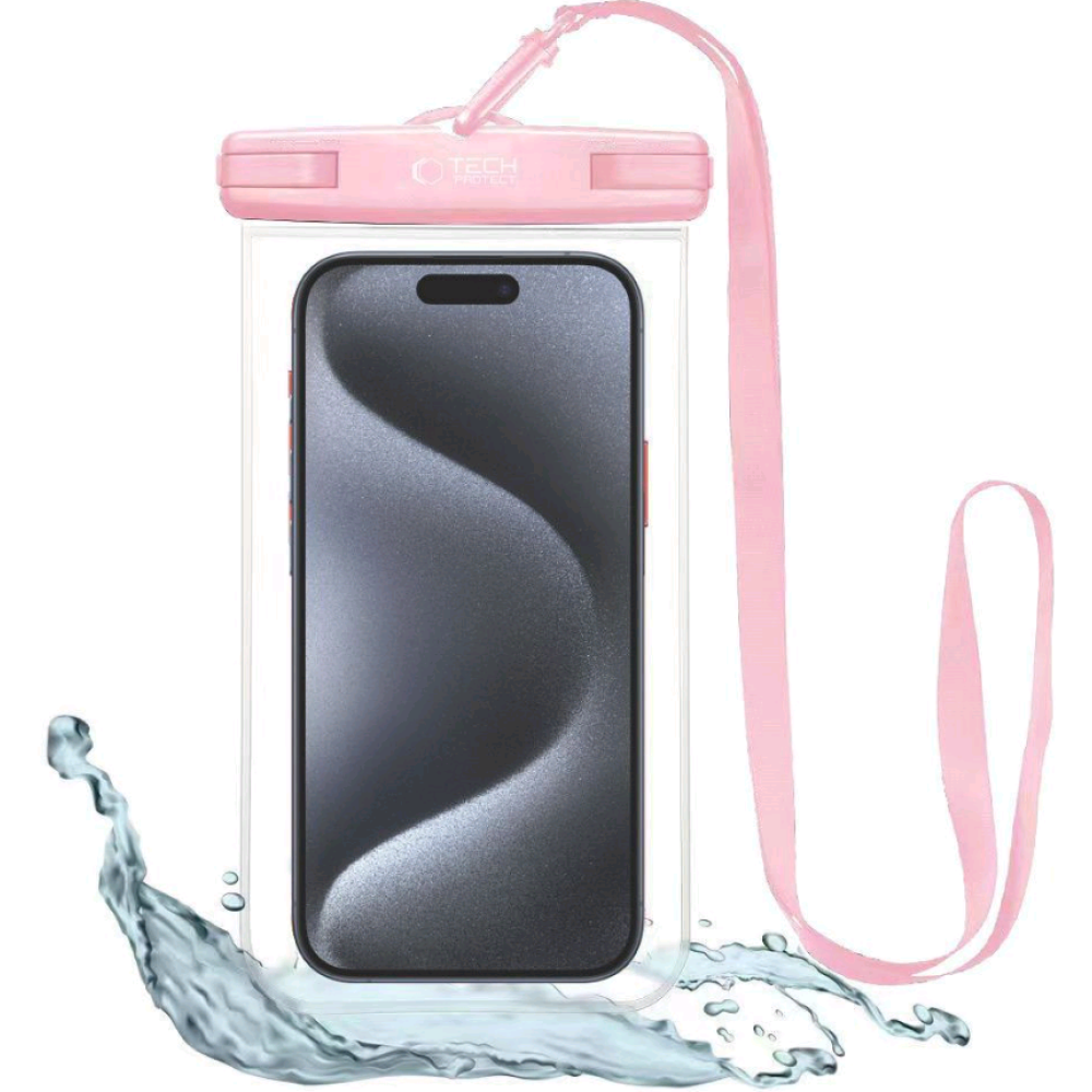 Tech-Protect Universal Waterproof - Αδιάβροχη Θήκη για Κινητά έως 6.9'' - IPX8 - Pink / Clear (9589046924521)