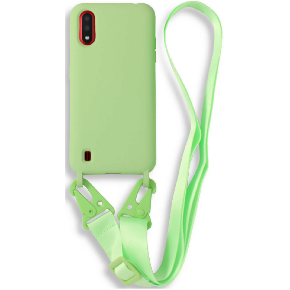Bodycell Θήκη Σιλικόνης με Λουράκι Λαιμού - Samsung Galaxy A01 - Green (5206015000430)
