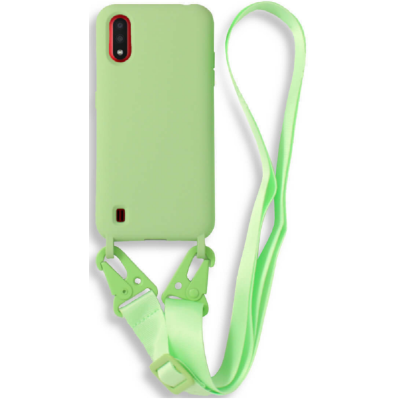 Bodycell Θήκη Σιλικόνης με Λουράκι Λαιμού - Samsung Galaxy A01 - Green (5206015000430)