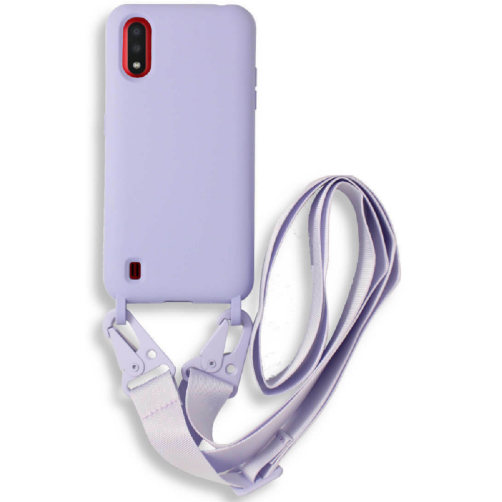 Bodycell Θήκη Σιλικόνης με Λουράκι Λαιμού - Samsung Galaxy A01 - Violet (5206015000461)