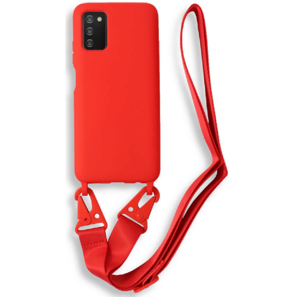 Bodycell Θήκη Σιλικόνης με Λουράκι Λαιμού - Samsung Galaxy A03s - Red (5206015000539)