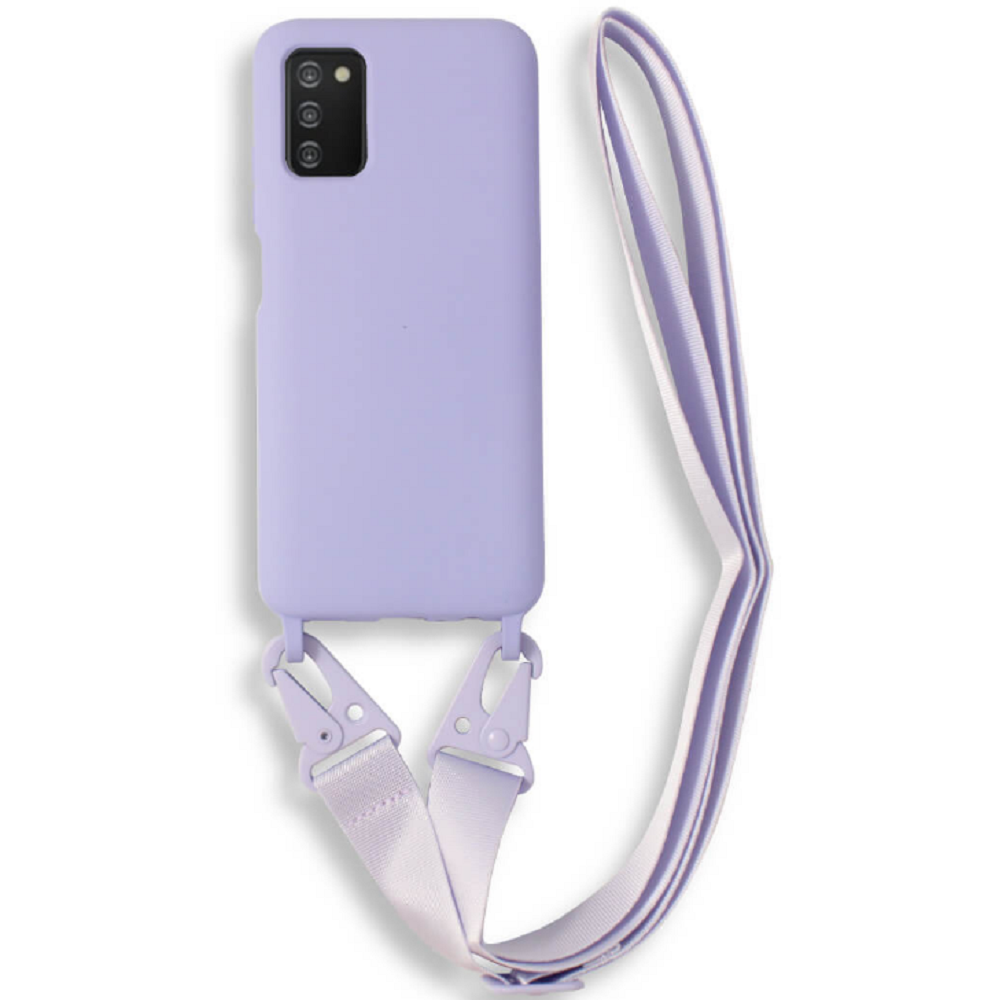 Bodycell Θήκη Σιλικόνης με Λουράκι Λαιμού - Samsung Galaxy A03s - Violet (5206015000546)