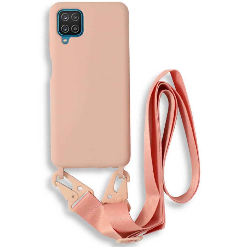 Bodycell Θήκη Σιλικόνης με Λουράκι Λαιμού - Samsung Galaxy A12 - Pink (5206015000676)