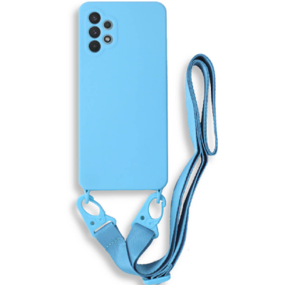Bodycell Θήκη Σιλικόνης με Λουράκι Λαιμού - Samsung Galaxy A32 4G - Light Blue (5206015001390)