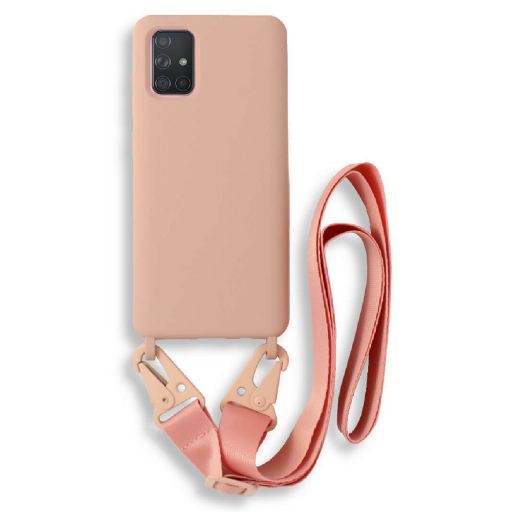Bodycell Θήκη Σιλικόνης με Λουράκι Λαιμού - Samsung Galaxy A71 - Pink (5206015001659)