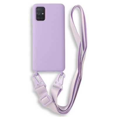 Bodycell Θήκη Σιλικόνης με Λουράκι Λαιμού - Samsung Galaxy A71 - Violet (5206015001673)
