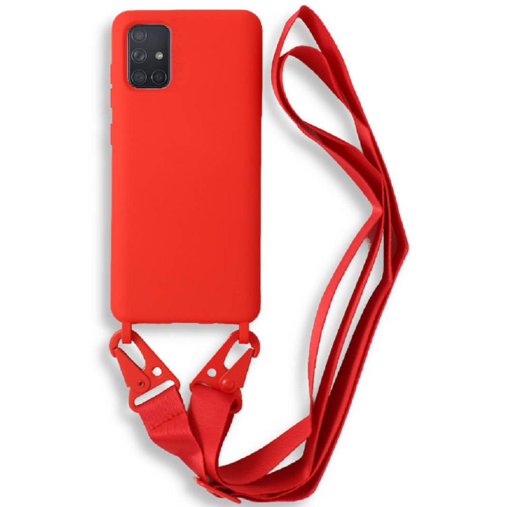 Bodycell Θήκη Σιλικόνης με Λουράκι Λαιμού - Samsung Galaxy A71 - Red (5206015001666)