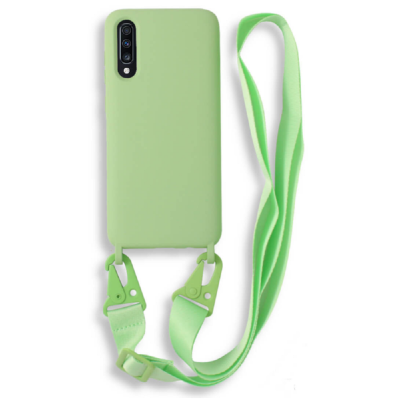 Bodycell Θήκη Σιλικόνης με Λουράκι Λαιμού - Samsung Galaxy A70 - Green (5206015001604)
